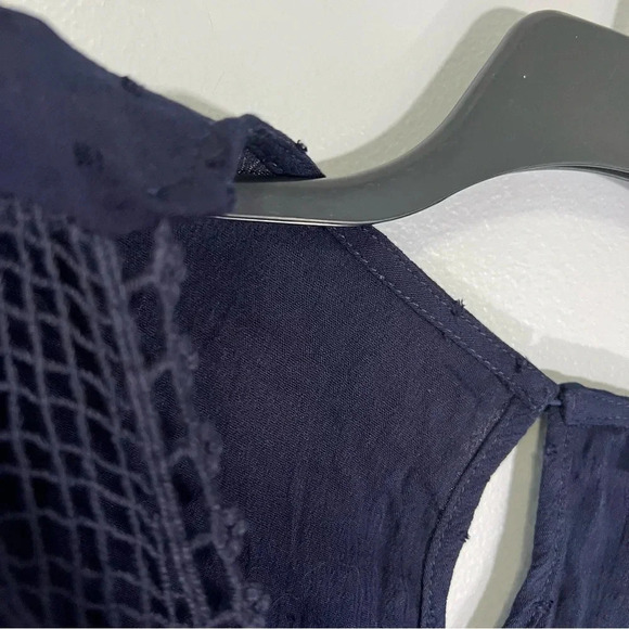 Navy Blue Crochet Plus Size Top 28 Embossed Blouse Lane Bryant NEW Twee Coquette - Picture 4 of 8